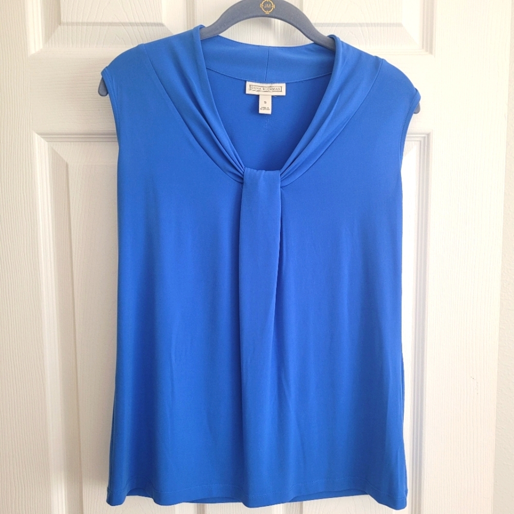 Dana Buchman V Neck Top Sleveless Blue Size Small